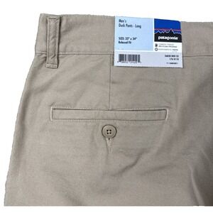 Patagonia Duck Pants Men's 33x34 Tan Relaxed Fit Organic Cotton NWT